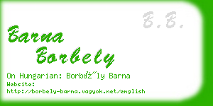 barna borbely business card